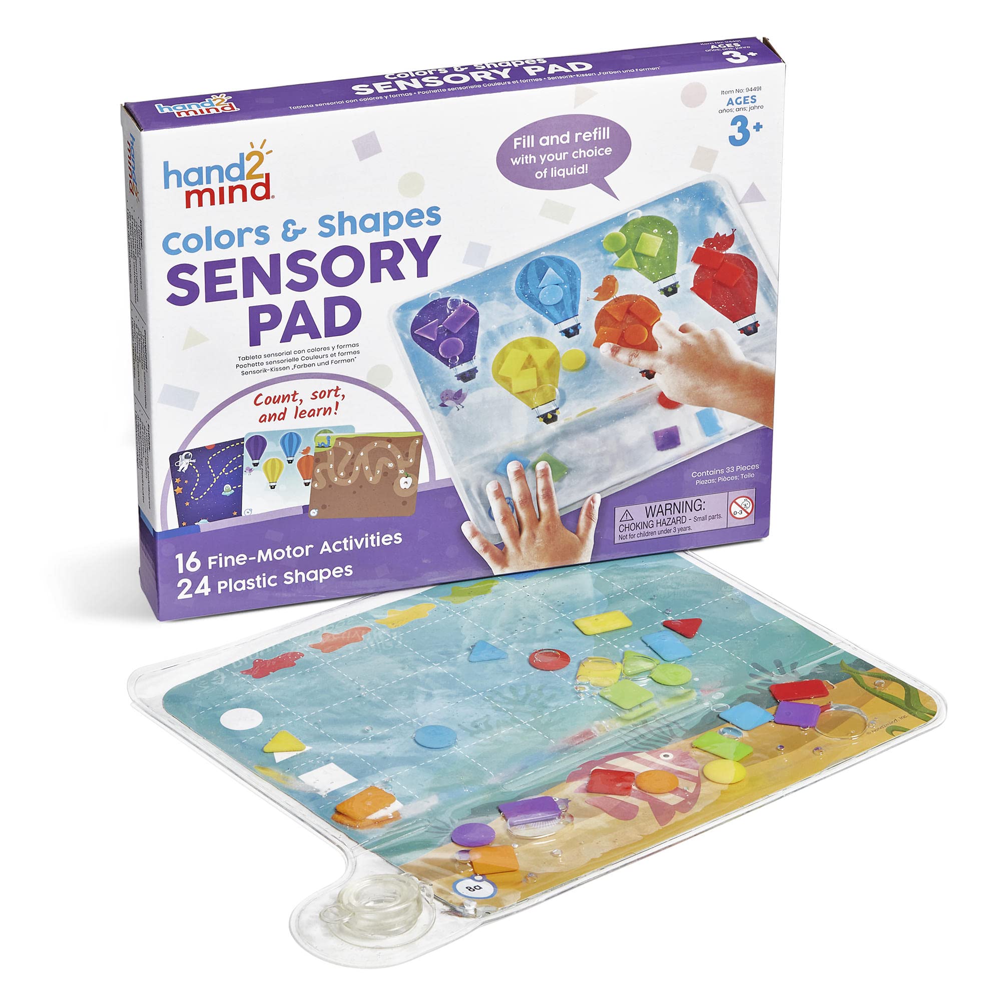 hand2mind Colors & Shapes Sensory Pad - Occupational Therapy & Fine Motor Skills Toy for Toddlers, Sensory Water Mat for Calming Play | Perfect for Autism, ADHD & Calm Down Corners