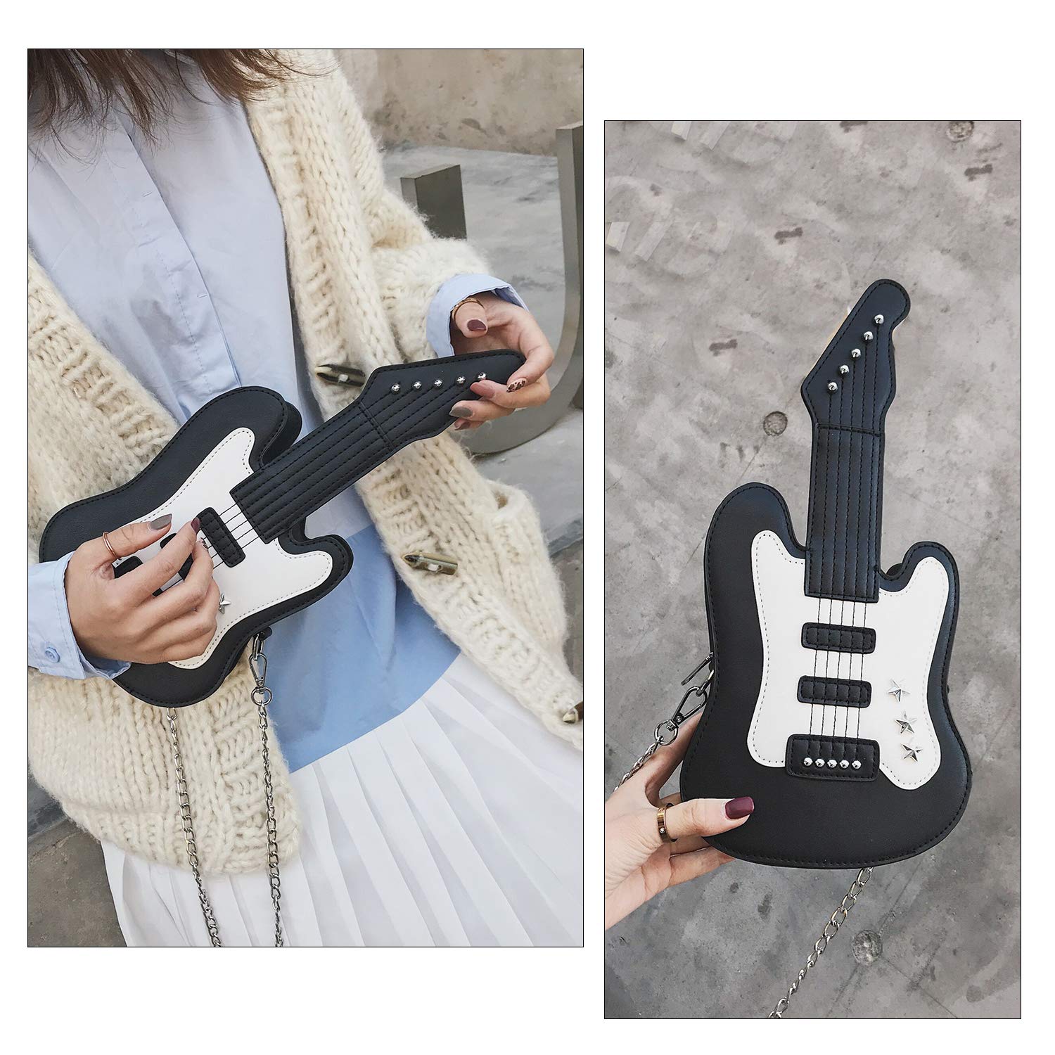 Women's Guitar-Shaped Crossbody Purse - Stylish Music-Themed Shoulder Bag & Small Tote for Concerts, Music Festivals & Daily Use