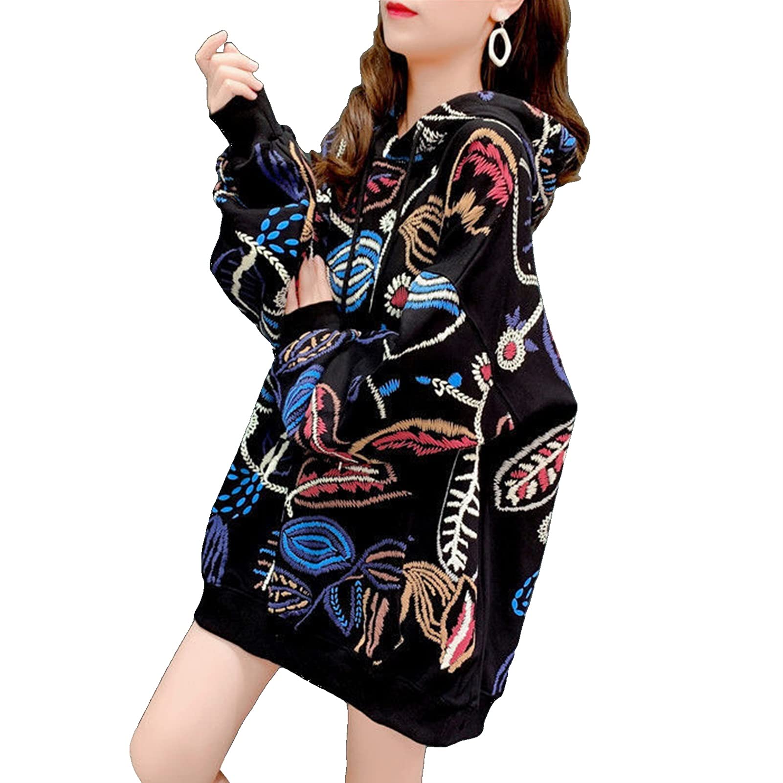 Cute Kawaii Hoodie for Women - Loose Fit Long Sleeve Pullover Sweatshirt, Korean Style Fashion (Black, X-Large) | Perfect for Spring, Fall & Casual Wear