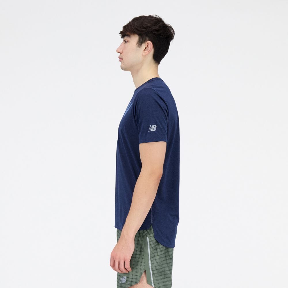 New Balance Men's Graphic Impact Run Short Sleeve T-Shirt - Lightweight Moisture-Wicking Running Top for Workouts & Gym Training