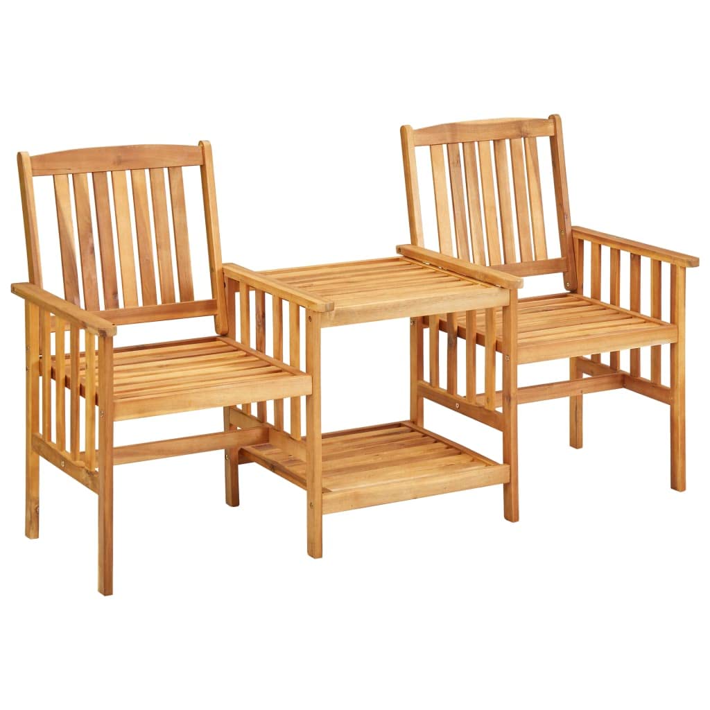 vidaXL Patio Bistro Set - Acacia Wood Outdoor Table & Chairs with Cushions for Balcony, Garden or Backyard | Farmhouse Style Tea Table Furniture for Relaxing, Dining & Entertaining