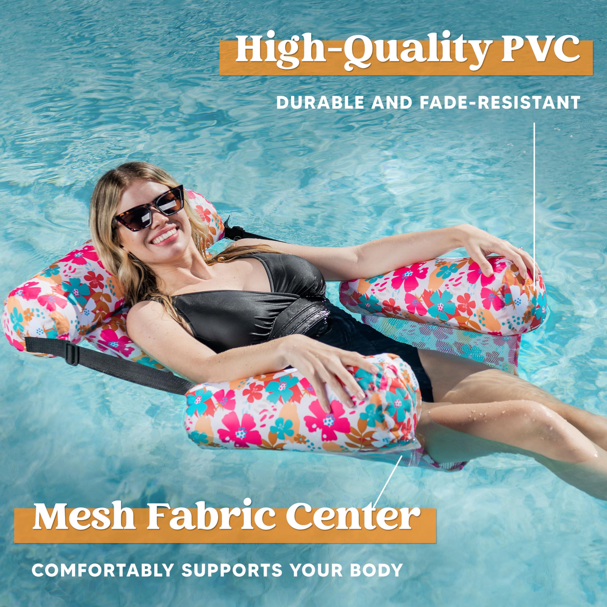 **SLOOSH 2-Pack Inflatable Pool Floats for Adults - Heavy Duty Floating Lounge Chairs with Pool Noodles - Perfect for Summer, Beach, Lake, and Pool Parties**    *(Use Case: Ideal for relaxing, sunbathing, or socializing in pools, lakes, or beaches during summer gatherings.)*