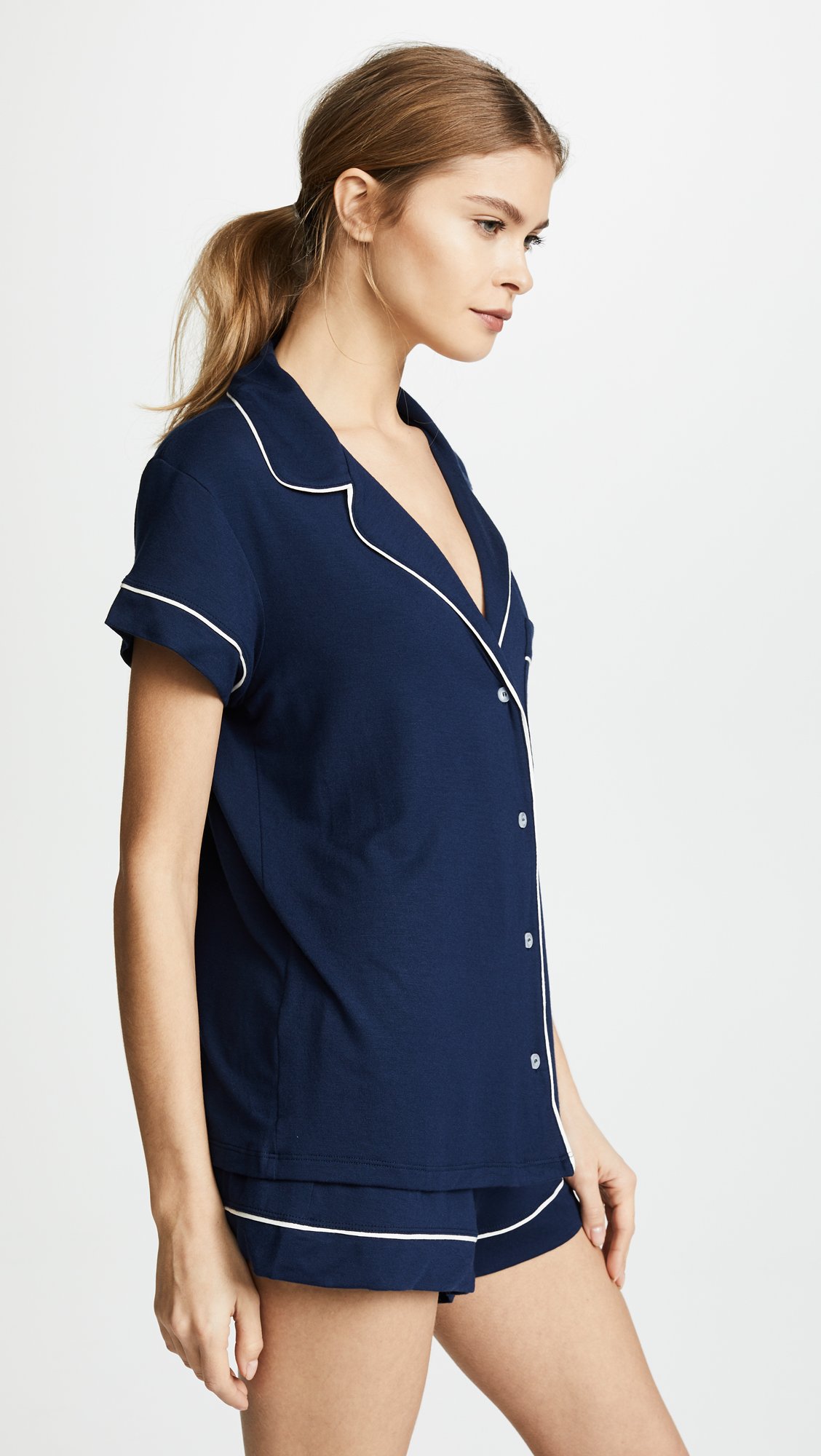 Eberjey Gisele Classic Women's Pajama Set - Soft Short Sleeve Button Down Sleep Shirt with Front Pocket & Comfortable Elastic Waist Shorts | Perfect for Lounging, Sleepwear & Relaxing at Home