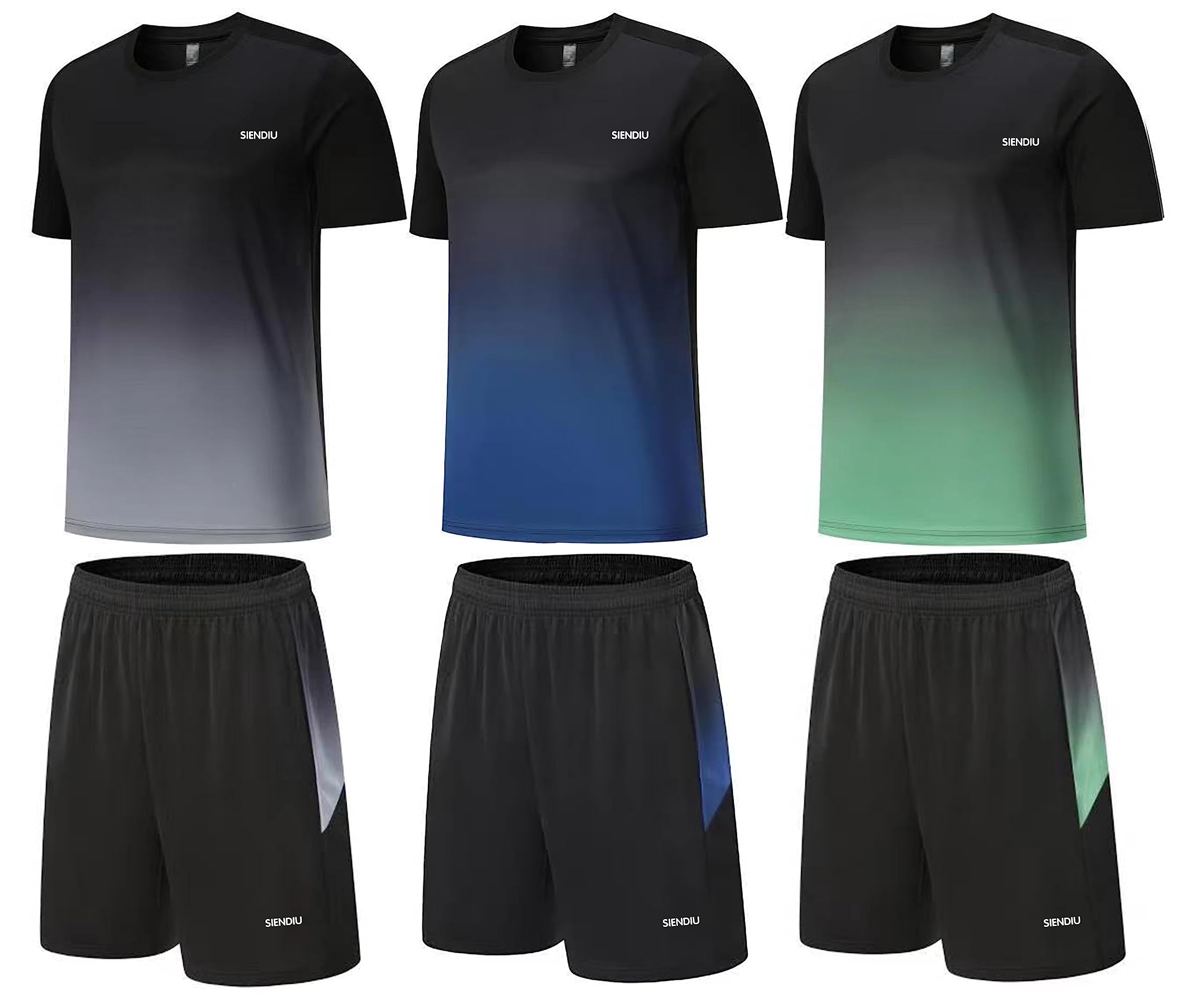 Men's 3-Pack Workout Sets - Athletic Shorts & Soccer Shirts for Basketball, Running, Gym & Football - Breathable Summer Sportswear for Training & Outdoor Activities