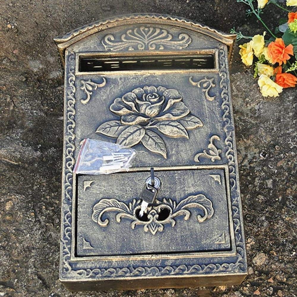 Wall Mounted Mailbox - Decorative Outdoor Post Box for Home, Garden & Villa - Rustic Newspaper Holder - Perfect for Front Porch, Yard & Entryway Decor