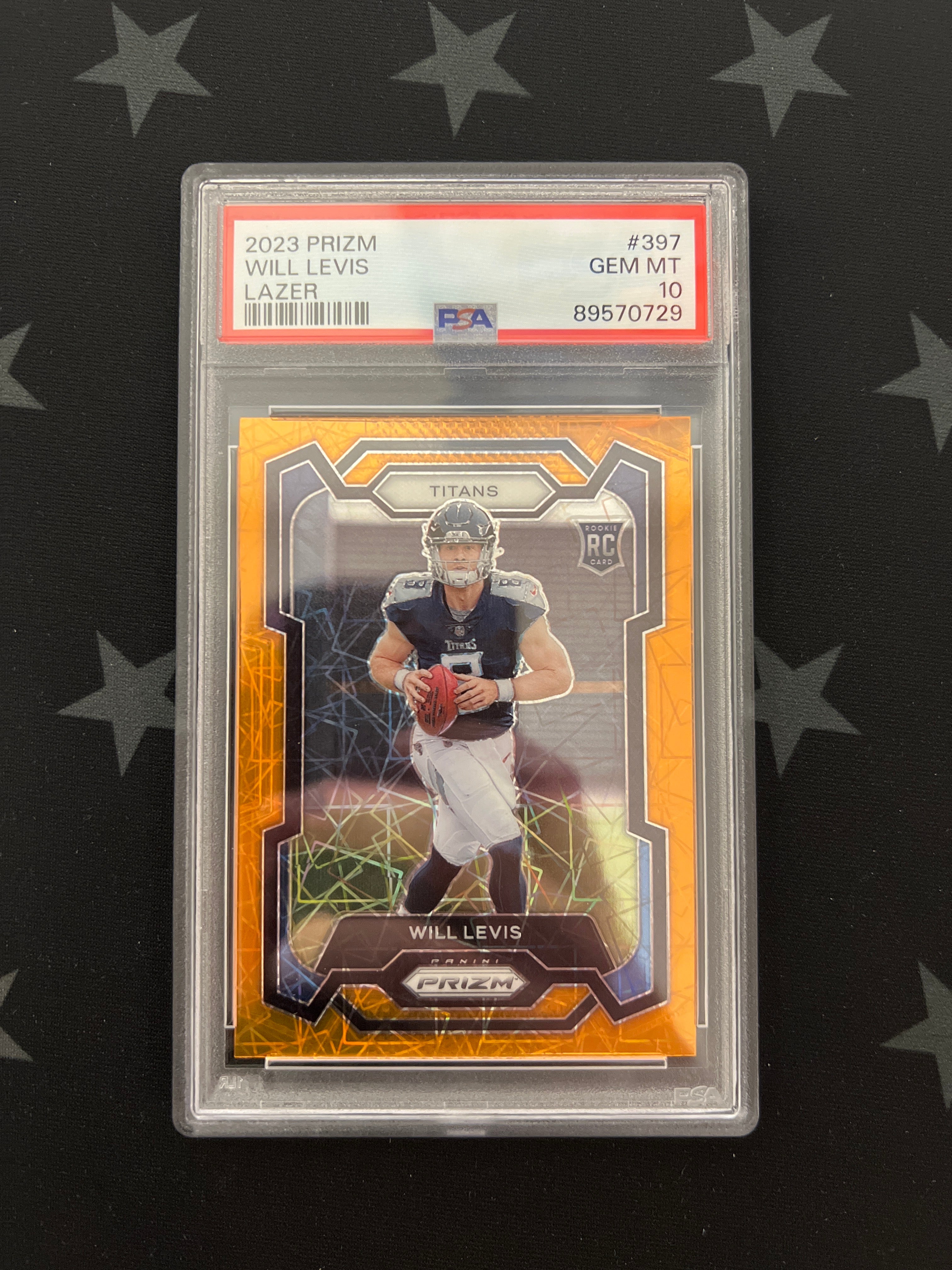 2023 Panini Prizm Will Levis Rookie Card #397 Orange Lazer PSA 10 GEM MINT - Rare Football Collectible for Sports Fans & Investors
