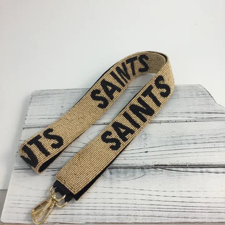 Saints Black & Gold Beaded Bag Strap - Adjustable Crossbody Purse Strap for Women | Perfect for Handbags, Totes, and Everyday Use