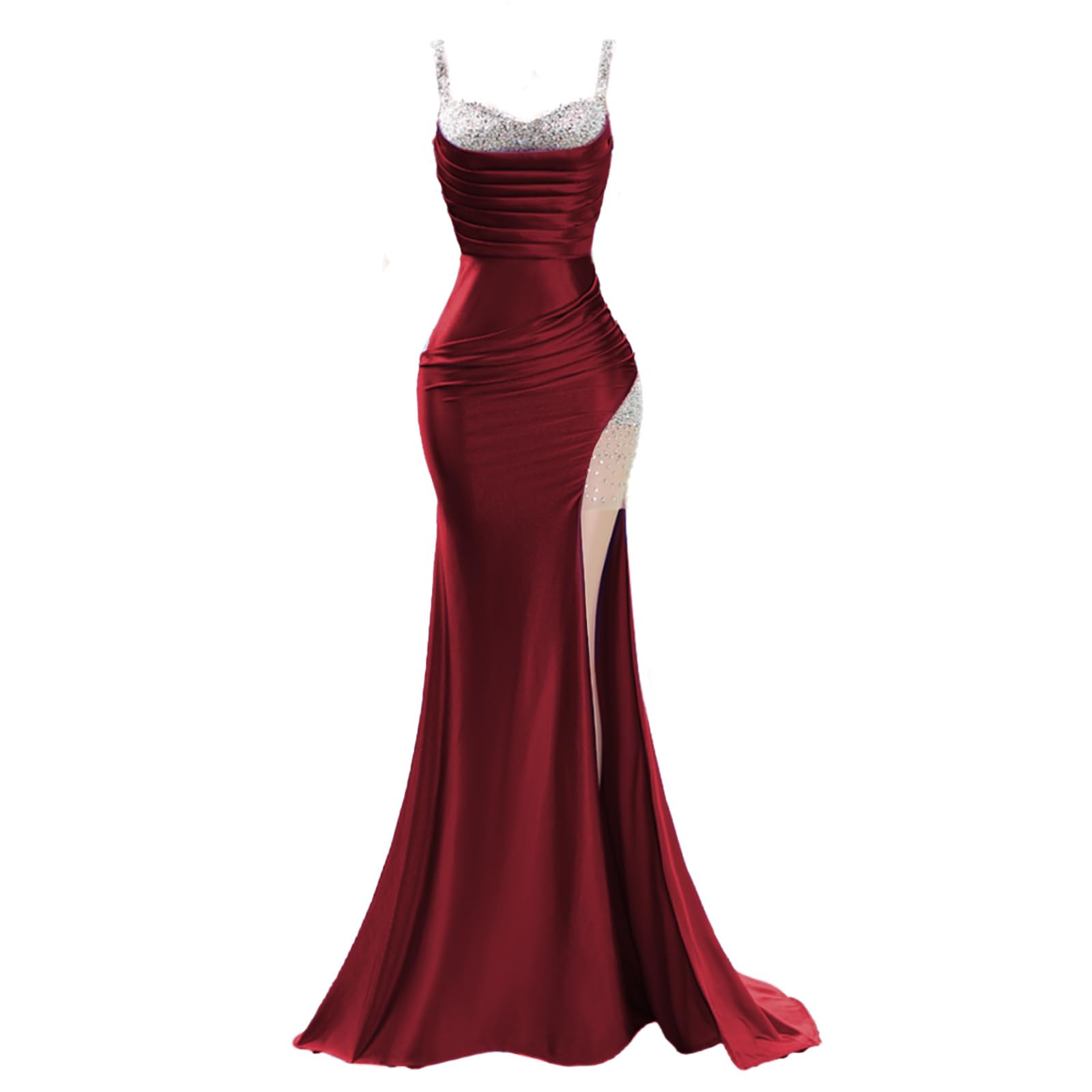 Sparkly Mermaid Evening Dress for Women - Elegant Side Slit Prom Gown with Formal Pageant Style | Perfect for Weddings, Galas & Special Occasions | Stunning for Red Carpet Events, Cocktail Parties & Anniversary Celebrations