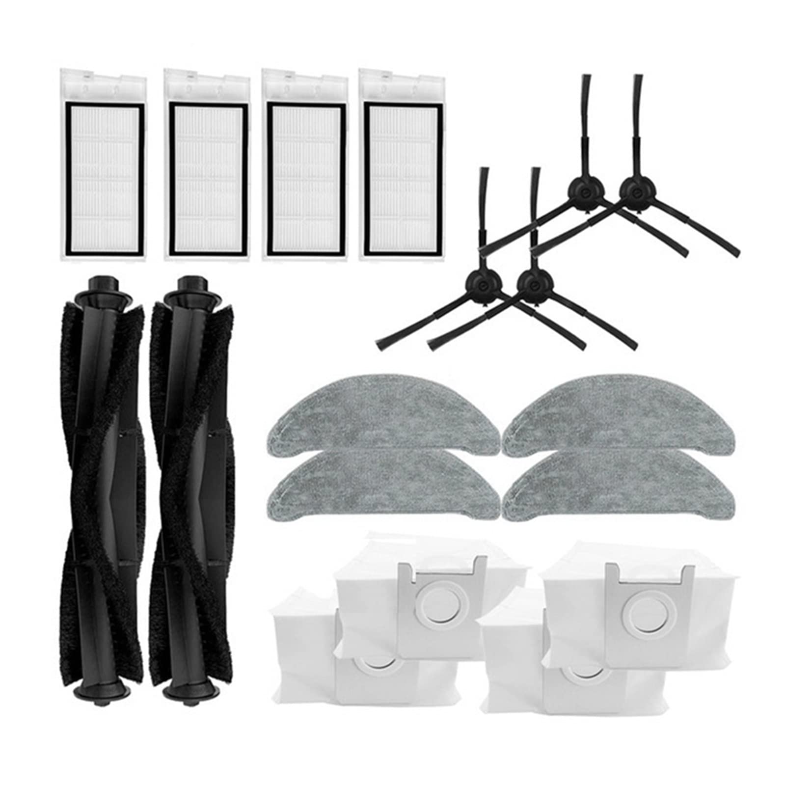 Honglus Vacuum Cleaner Parts Set - Roller Main Brush, Mop Cloths, Dust Bags & Side Brushes for Xiaomi/Roidmi/EVE Plus Robot Vacuums - Replacement Filters & Accessories for Smart Home Cleaning