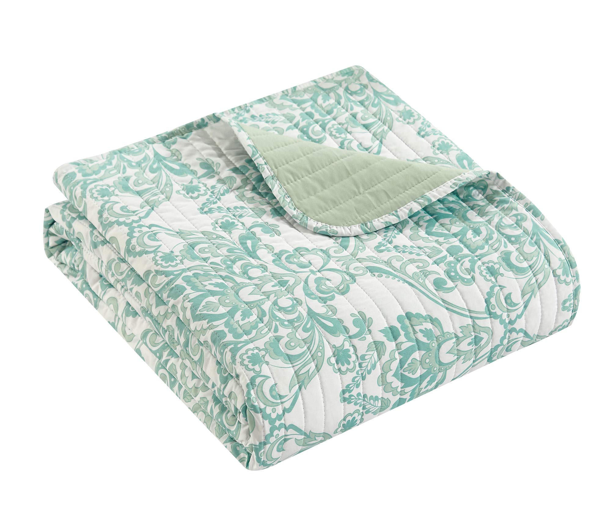 Stylish Sage Green Bed in a Bag Quilt Set - California King Size (9 Piece) | Two-Tone Medallion Polyester Bedding with Quilt, Shams, Sheets & Pillowcases | Perfect for Master Bedroom, Guest Room & Cozy Home Decor
