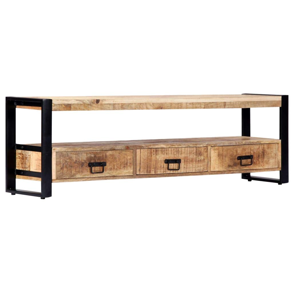 Farmhouse TV Stand with Open Shelves - 59.1