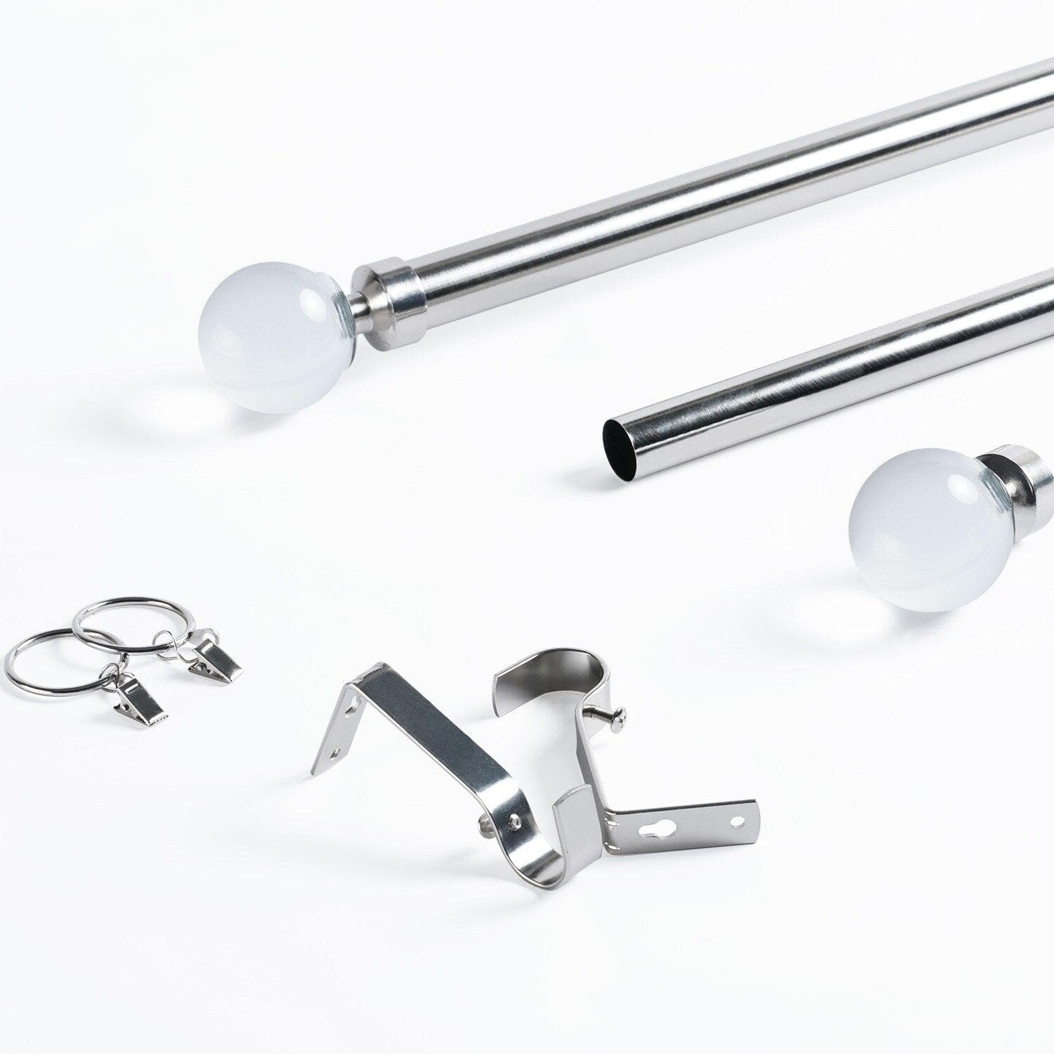 Premium Glass Sphere Nickel Extendable Metal Rod Set - Adjustable Decorative Hanging Display for Home, Office & Retail Decor