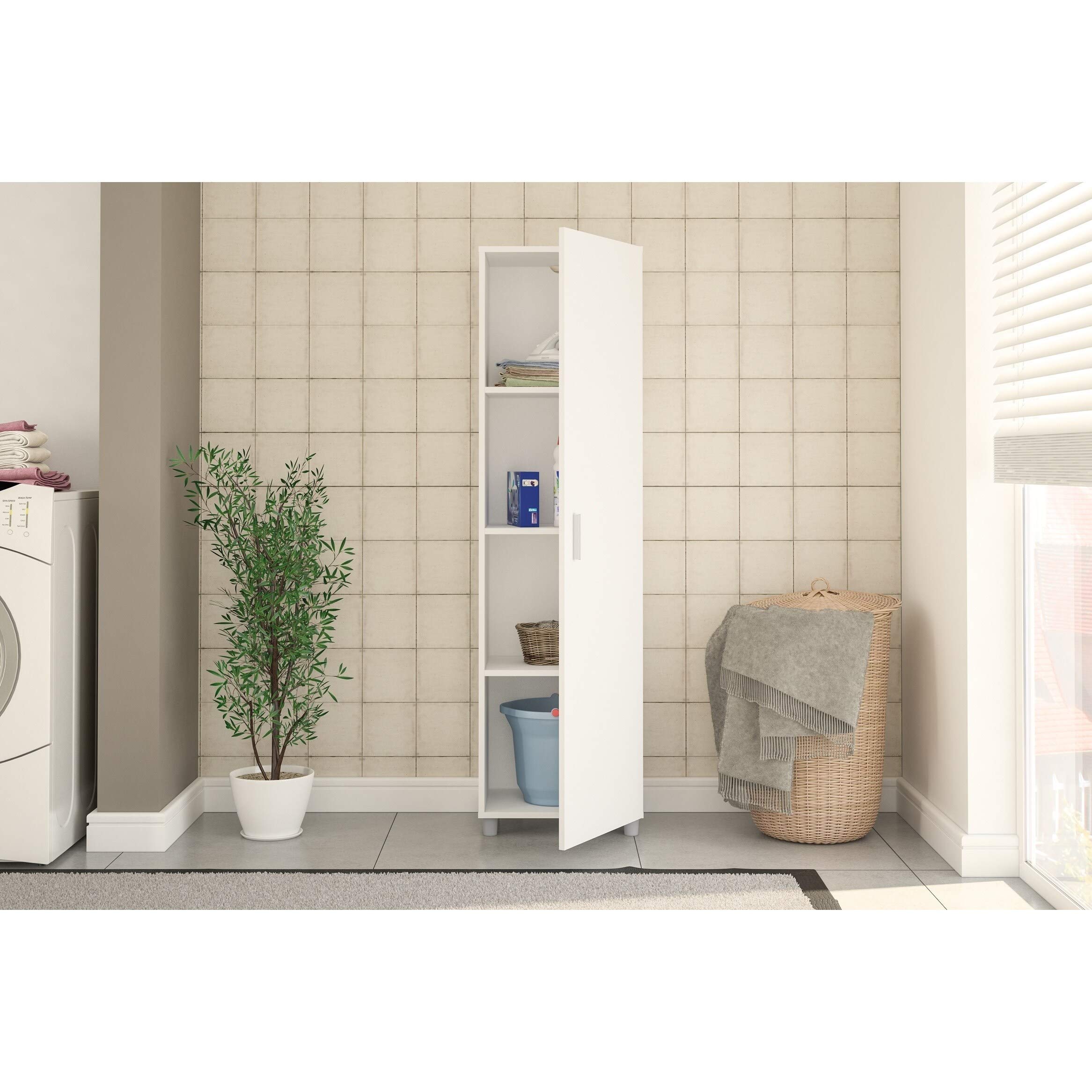 White Wood Cabinet - Modern & Durable Storage Solution for Kitchen, Bathroom, or Office Organization
