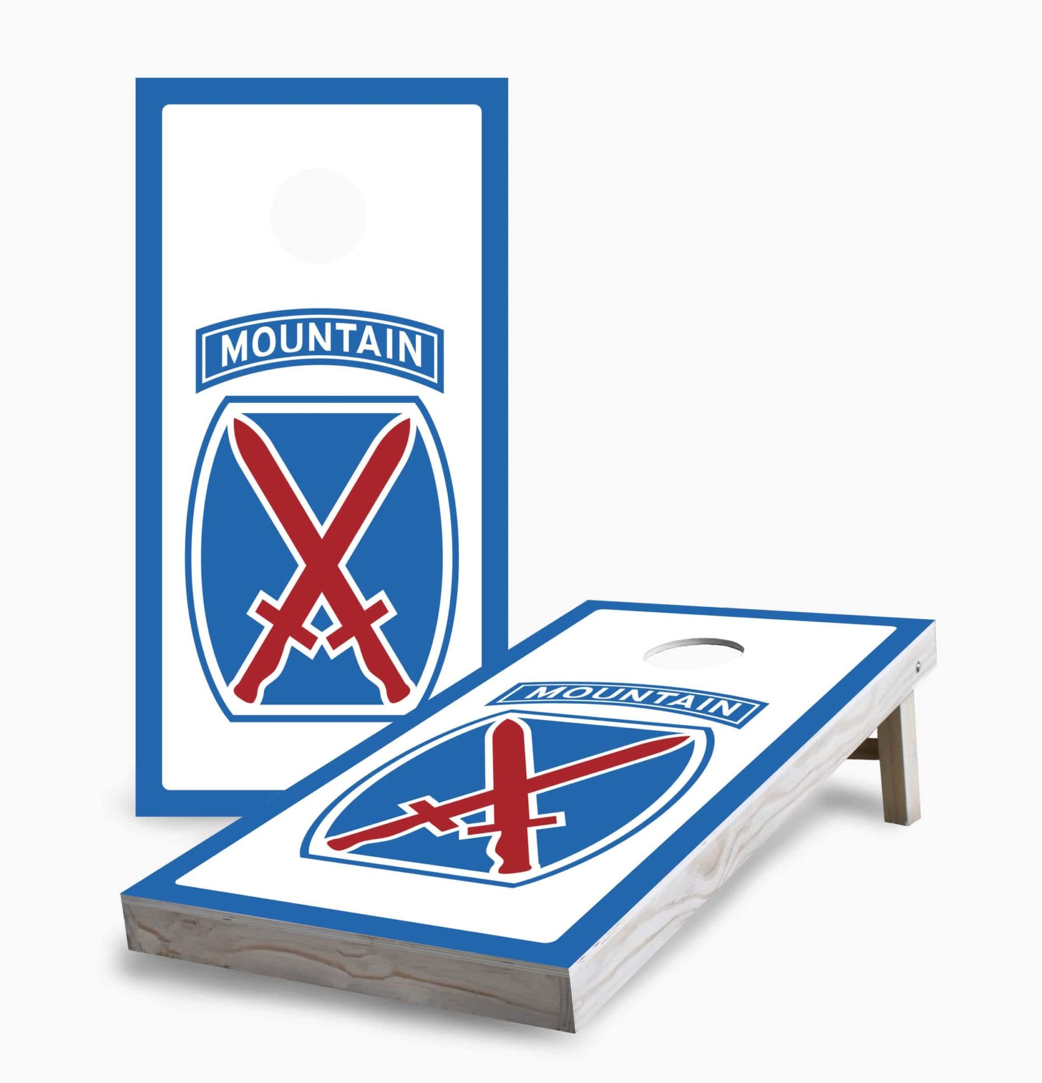 10th Mountain Division Corn Hole Board Game Set - 2 Boards, 8 Bags & Accessories - Perfect for Backyard Parties, Tailgating & Outdoor Fun