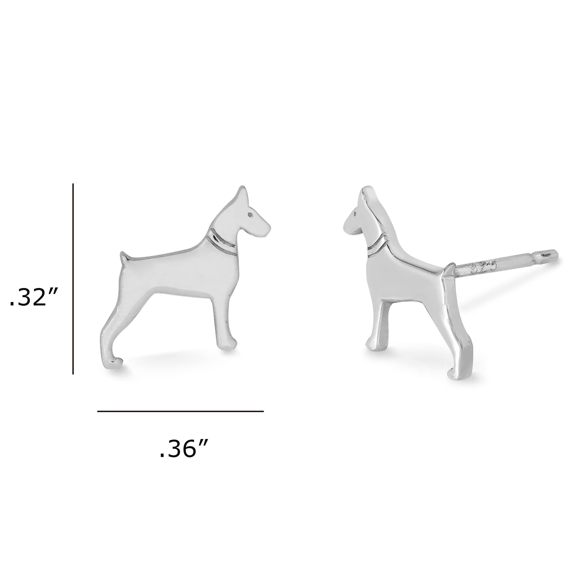Sterling Silver Doberman Stud Earrings for Dog Lovers - Perfect Gift for Pet Owners