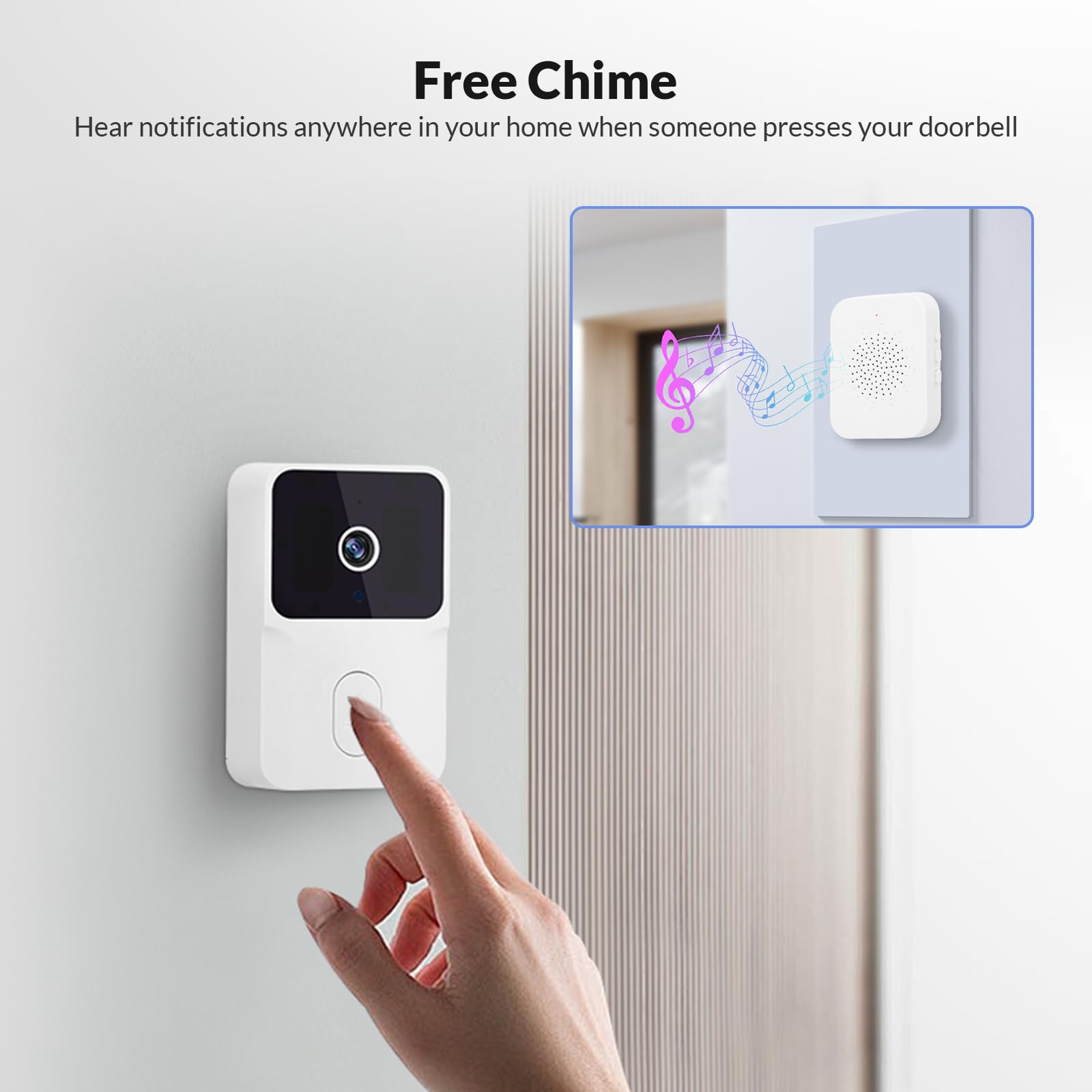 Smart Wireless Video Doorbell with HD Camera & Two-Way Audio - Home Security System for Front Door Monitoring, Package Alerts & Visitor Communication