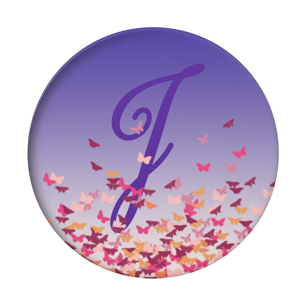 Personalized Letter J Monogram Butterfly Confetti Design on Purple Background - Perfect for Birthday Parties, Baby Showers & Wedding Decorations