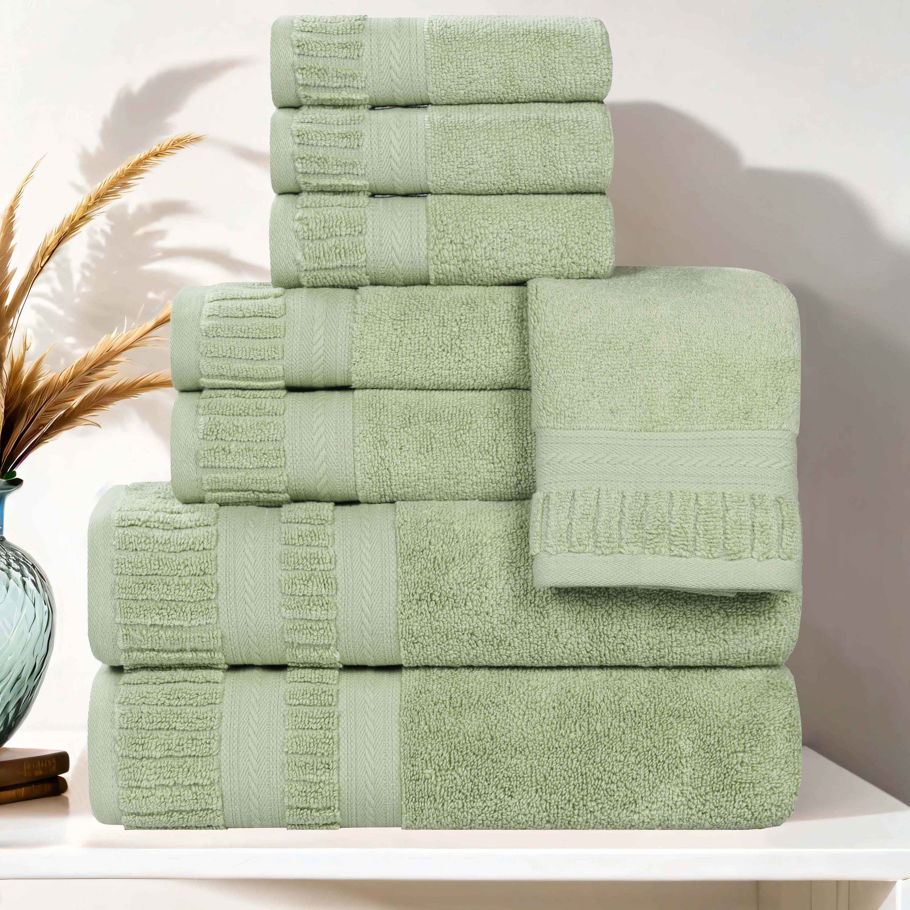 Venice Zero Twist Cotton Medium Weight Absorbent 8-Piece Bath Towel Set - Soft & Quick-Drying for Spa, Gym, and Luxury Home Bathrooms