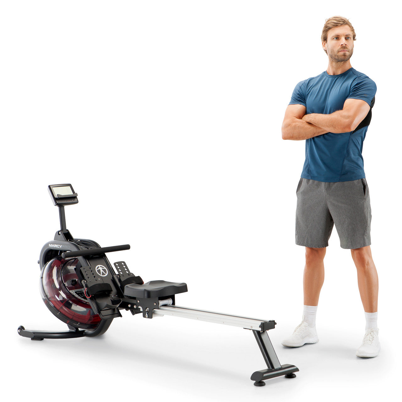 Marcy NS 6023RW Indoor Water Rowing Machine for Home Gym - Full Body Workout Equipment for Cardio & Strength Training - Perfect for Small Spaces & Low-Impact Exercise