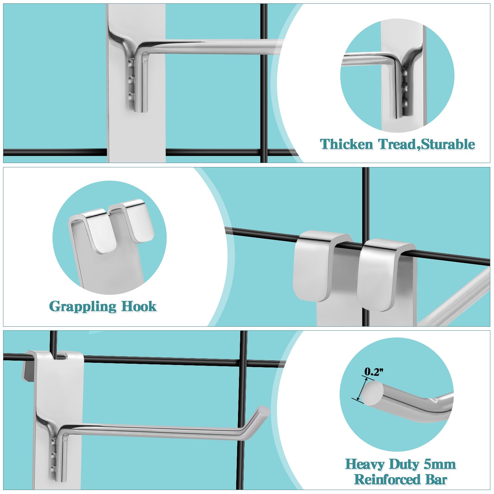 Polmart 10-Inch Heavy Duty Silver Gridwall Panel Hooks - 84 Pack for Retail Store Displays, Shelving & Merchandising - Perfect for Clothing, Accessories & Home Decor Organization