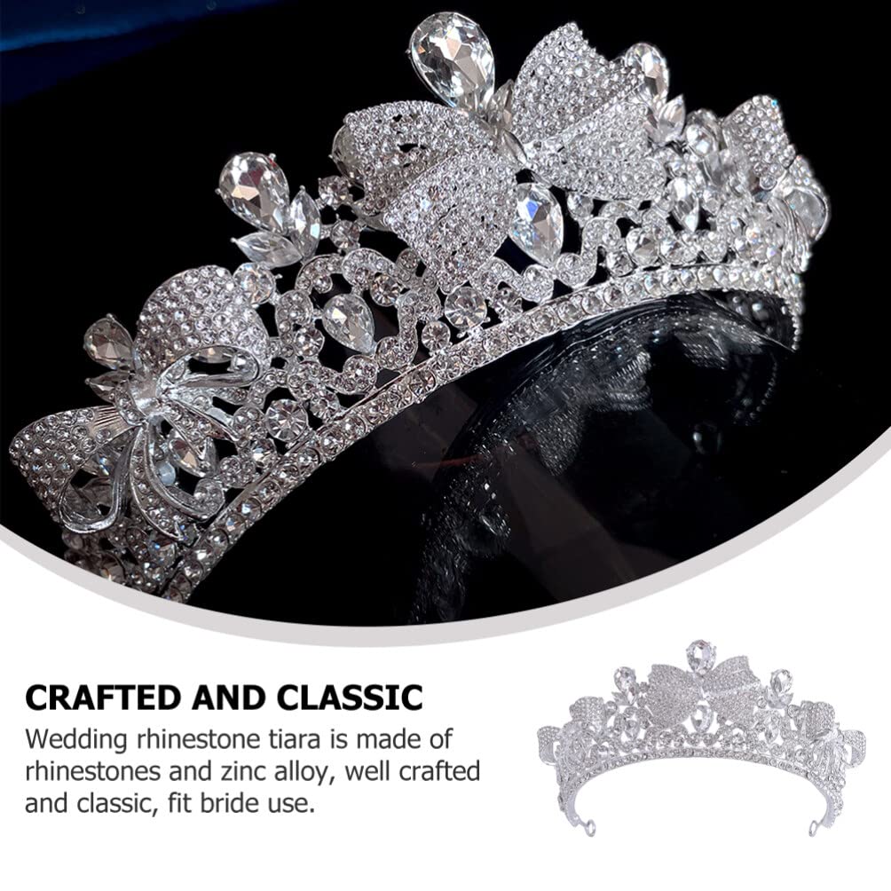 Sparkling Rhinestone Tiara Crown for Women - Elegant Wedding & Birthday Headpiece with Bow | Bridal Hair Accessories for Fairy Bride, Prom, Pageant, and Special Occasions