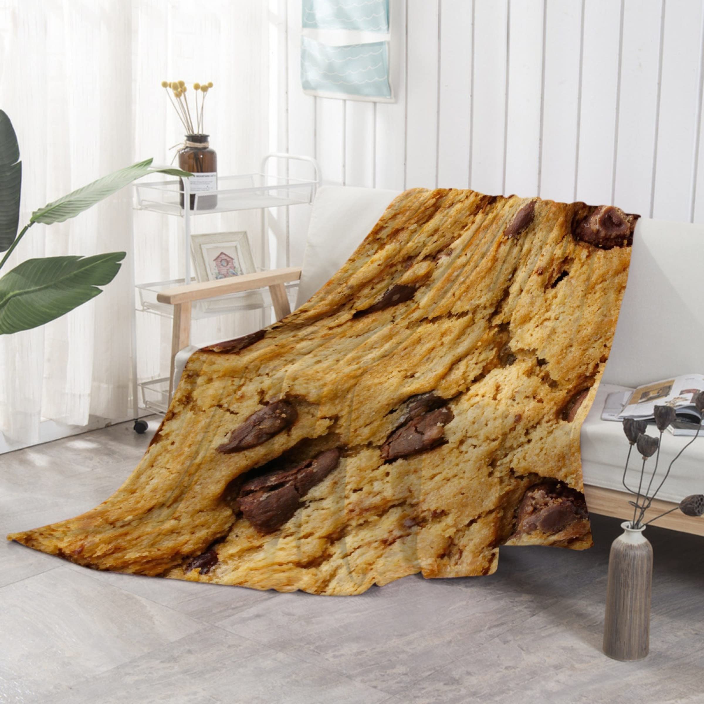 Anantacaritra Chocolate Chip Cookie Flannel Throw Blanket - Ultra Soft Plush Lightweight Blanket for Couch, Bed, Sofa & Car - Perfect for Kids, Adults & Pets - All Seasons Cozy Comfort - 50