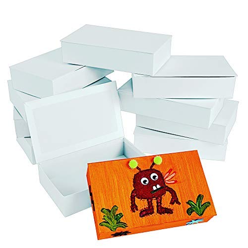 Colorations 12-Pack White Cardboard Pencil Boxes for School & Office Supplies