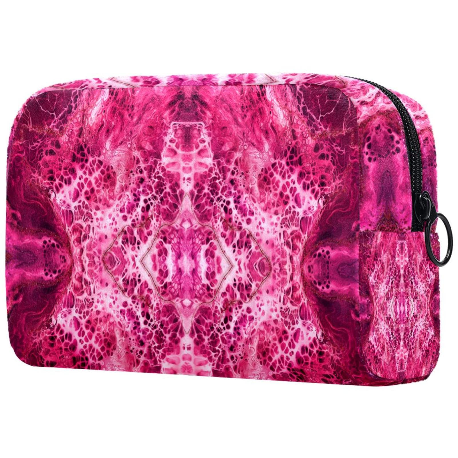 Women's Small Makeup Bag - Travel Cosmetic Pouch with Watercolor Marble Print | Perfect for Daily Essentials & On-the-Go Beauty Organization