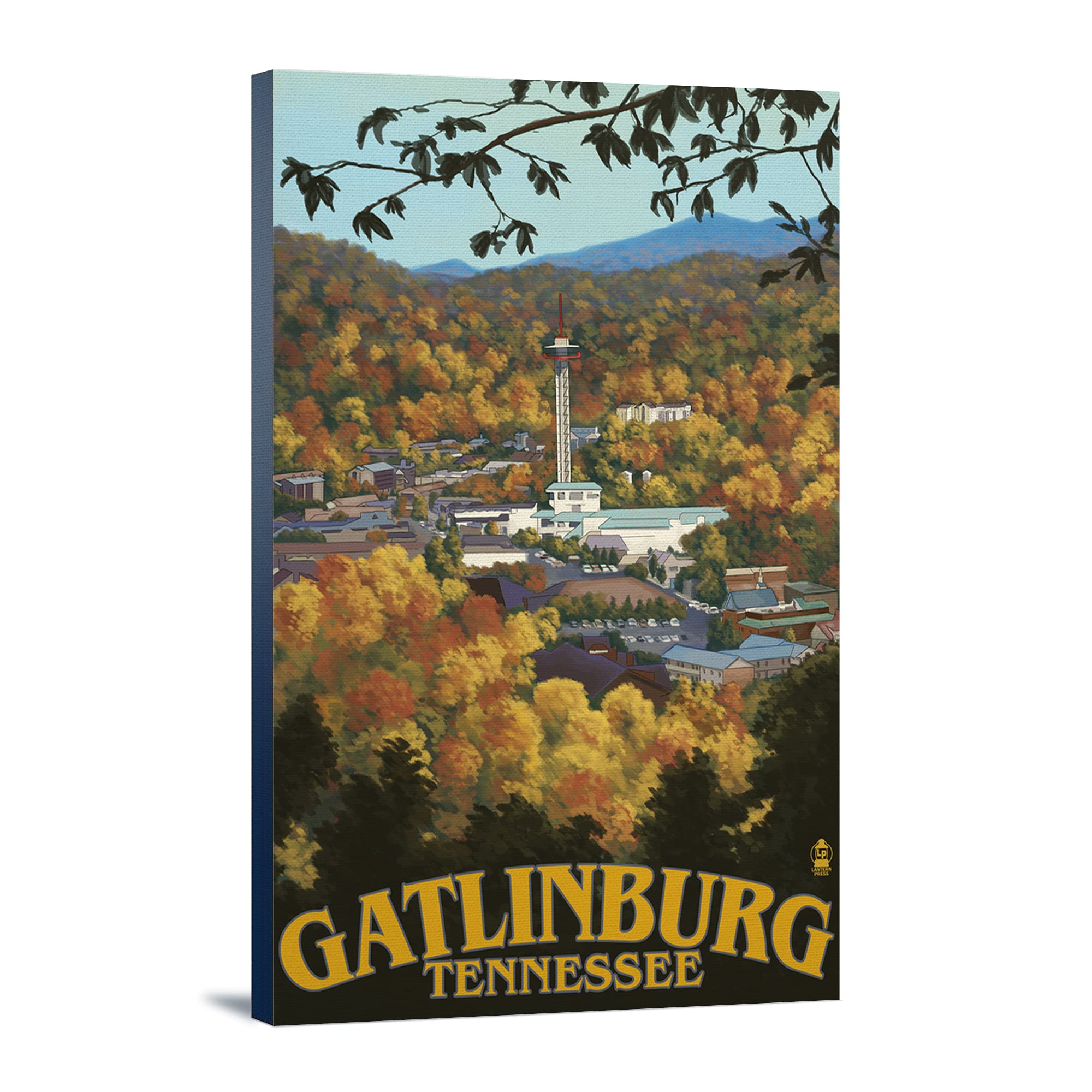 Lantern Press Gatlinburg Tennessee Town Scene Wall Art - 16x24 Wrapped Canvas Print for Living Room, Bedroom & Office Decor - Rustic Mountain Landscape Painting