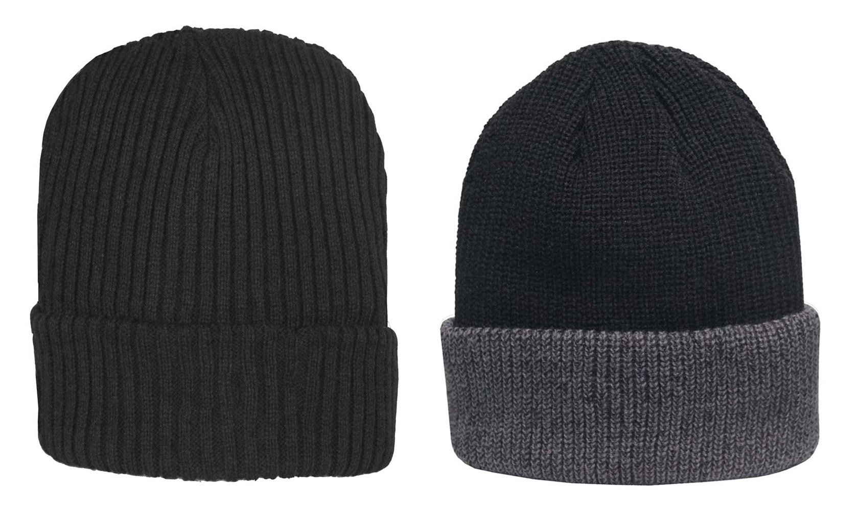 2 Pack Thick Warm Long Cuffed Winter Beanie Hats for Men & Women - Soft Knit Fleece Lined Skull Cap for Extreme Cold Weather - Perfect for Skiing, Snowboarding & Outdoor Activities