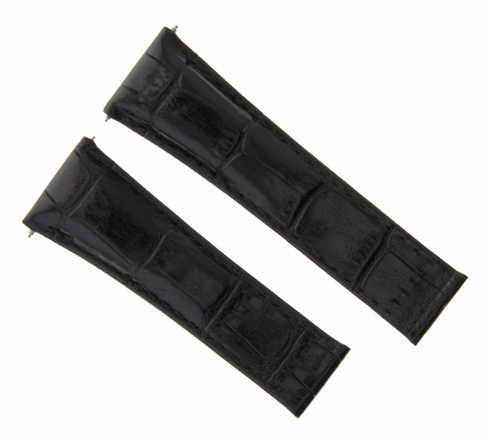 20mm Genuine Leather Watch Band Strap - Compatible with Rolex Daytona 16518 & 116523 - Black Extra Short - Perfect for Dress Watches, Business Attire & Formal Occasions