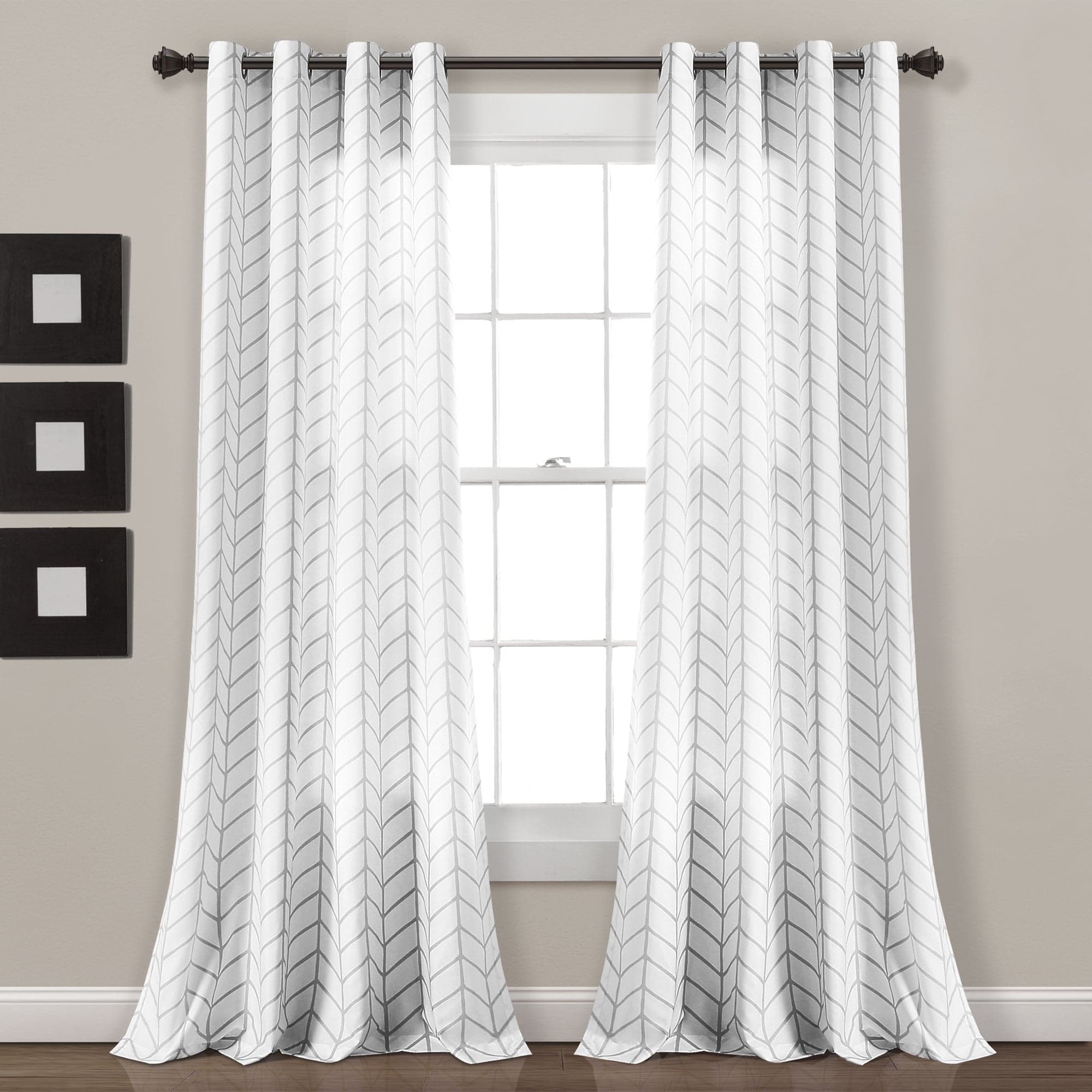 Calia Chevron Geo Window Curtain Panels Set - Stylish Chevron Pattern Blackout Curtains for Living Room & Bedroom - Elegant Home Decor for Privacy & Light Control