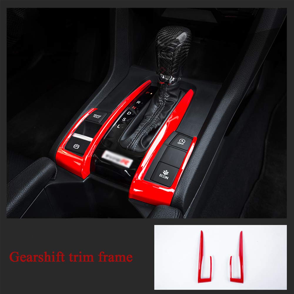 Carbon Fiber & ABS Plastic Gear Shift Panel Trim Cover for 2016-2021 Honda Civic 10th Gen Automatic Transmission - Red Interior Accessory (Perfect for Car Customization & Style Upgrade)