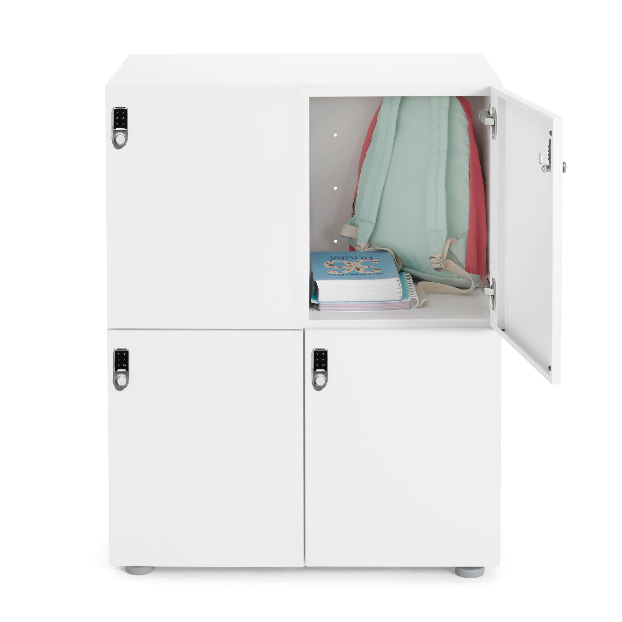 Stash Digital 4 Door Locker - Secure Electronic Storage Cabinet for Office, School & Gym - Keyless Entry with PIN Code Protection