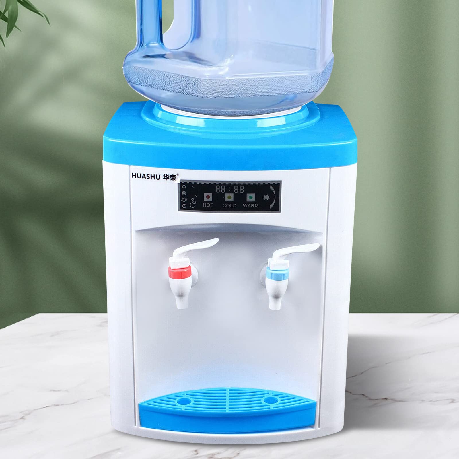 5 Gallon Compact Countertop Water Dispenser - Hot & Cold Top-Loading Desktop Water Cooler with 3 Temperature Settings (Hot/Warm/Cold) - Perfect for Office, Home, Dorm Room or Small Spaces