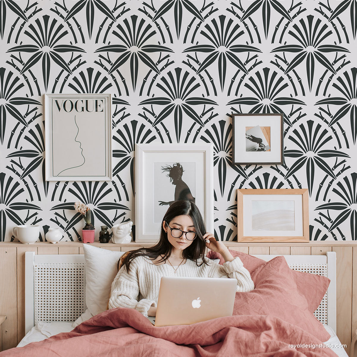 Premium Bamboo Wall Stencil for DIY Home Decor - Reusable Cabana Pattern Template for Walls, Furniture & Crafts - Perfect for Beach House, Boho & Tropical Room Designs