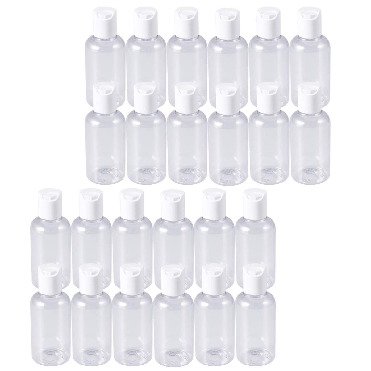 HEALLILY 24-Piece Travel Spray Bottle Set - Refillable Leak-Proof Toiletry Containers for Shampoo, Lotion & Hand Soap - Mini White Flip Top Bottles Perfect for Air Travel, Gym & Camping Essentials