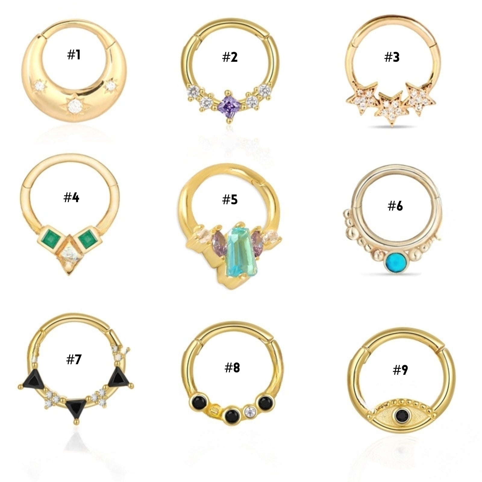 16G Turkish Eye Nose Ring - Hypoallergenic Surgical Steel Septum Hoop Piercing Jewelry for Women & Men | Perfect for Daith, Cartilage, and Nostril Piercings | Trendy Boho Style Body Jewelry