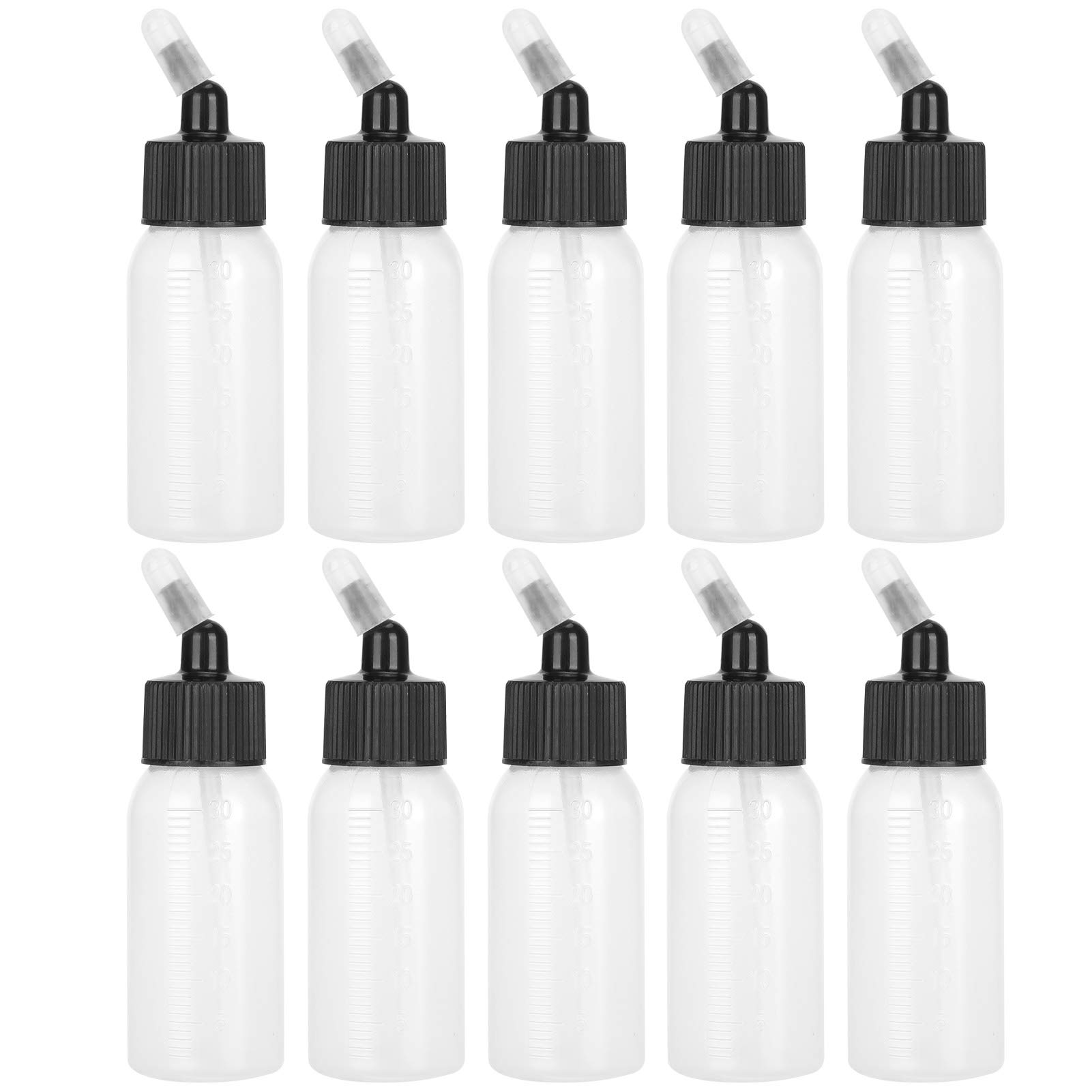 Tnfeeon 10-Pack 30ml Airbrush Bottles - Plastic Paint Jars for Dual Action Siphon Spray Guns - Ideal for Model Painting, Nail Art & Craft Projects