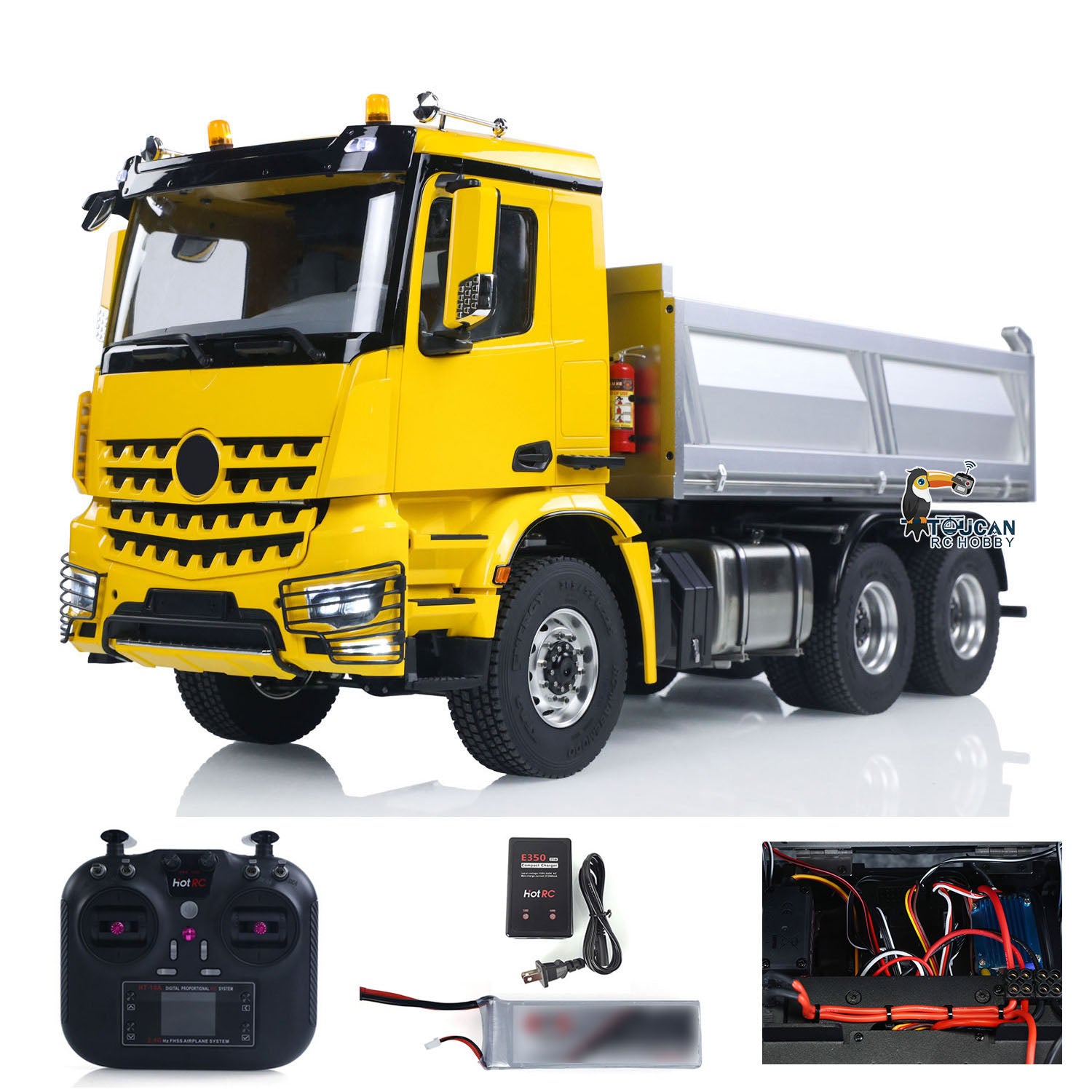 2-Speed 1/14 Scale RTR RC Hydraulic Dumper Truck with Metal Chassis - Remote Control Tipper Model with Light & Sound Effects, No Lock Differential Axle - Perfect for Construction Site Play & RC Hobby Enthusiasts