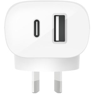 Belkin BOOST CHARGE 37W Dual Port USB-C & USB-A Wall Charger - Fast Charging Adapter for iPhone 15/14/13, Samsung Galaxy, iPad, Tablet, Laptop - Compact White Power Brick for Home, Office & Travel (Model WCB007AUWH)