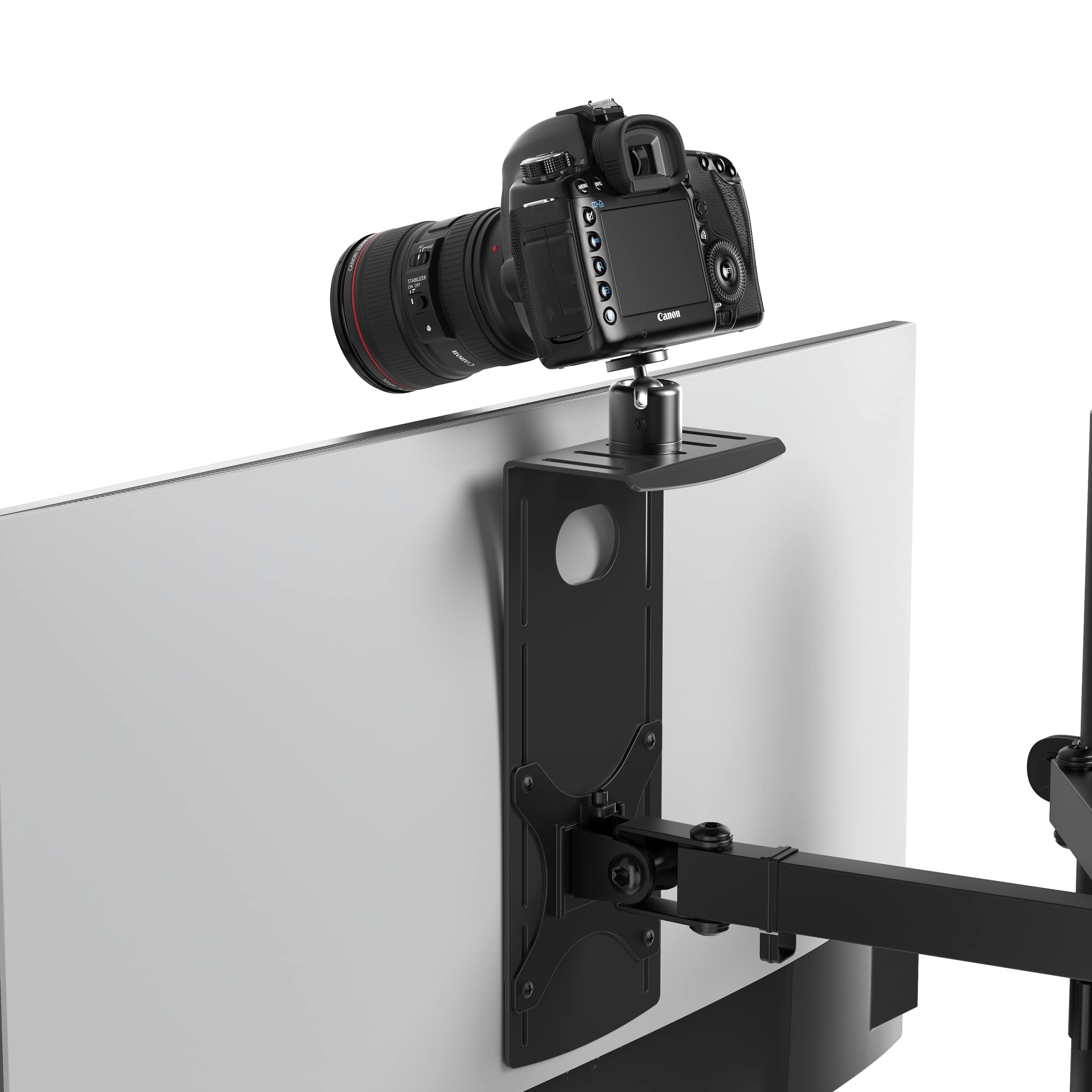 HumanCentric DSLR Monitor Mount - Compact Aluminum VESA Arm Desk Mount for Camera, Webcam & Microphone (100x100mm) - Perfect for Streaming, Video Calls & Content Creation - Hardware Included