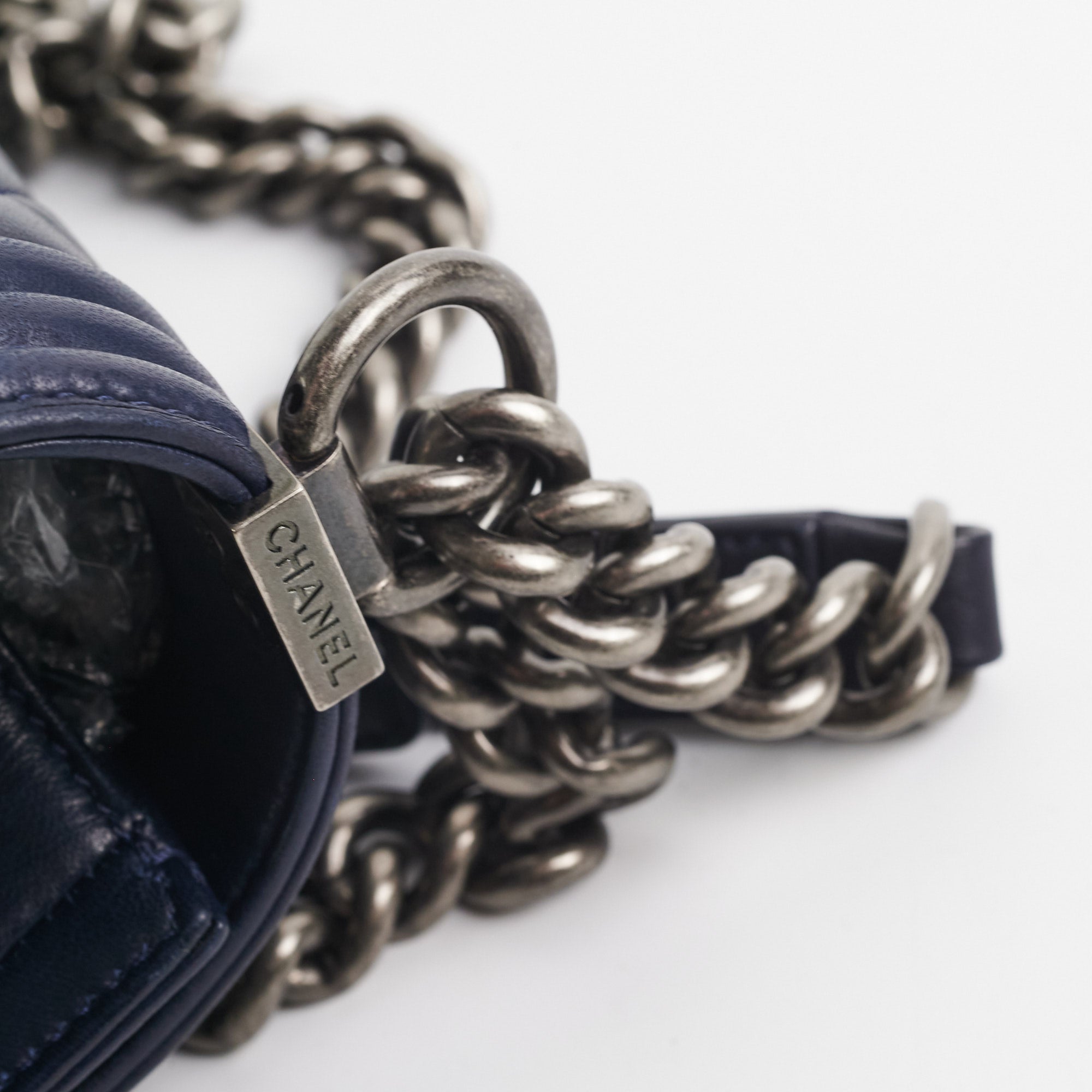 Chanel Navy Old Medium Boy Shoulder Bag - Luxury Leather Crossbody Purse for Women, Fashionable Everyday Handbag for Work, Party & Travel