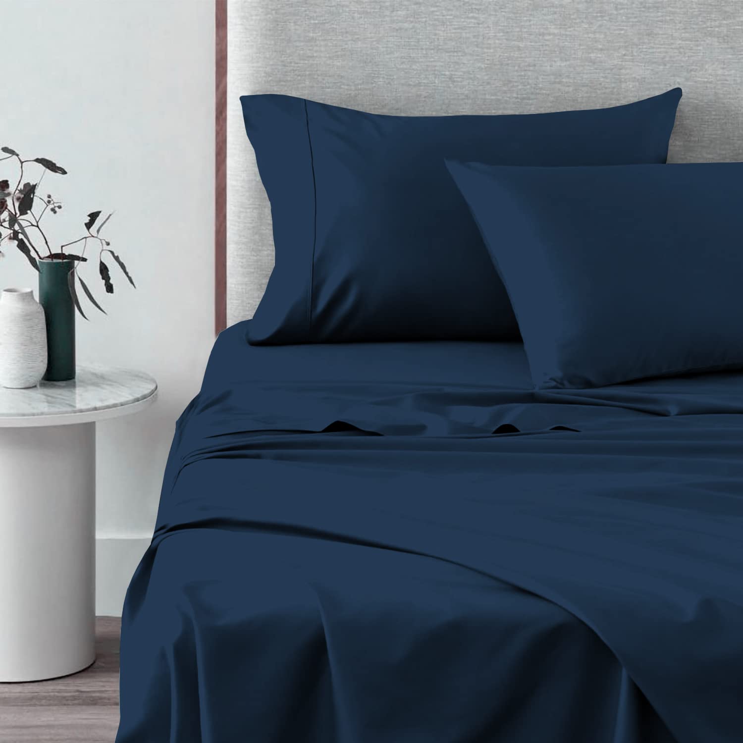 600 Thread Count 100% Long Staple Cotton King Size Sheet Set - Soft, Cool & Breathable Sateen Bedding, Deep Pocket Fits Up to 15
