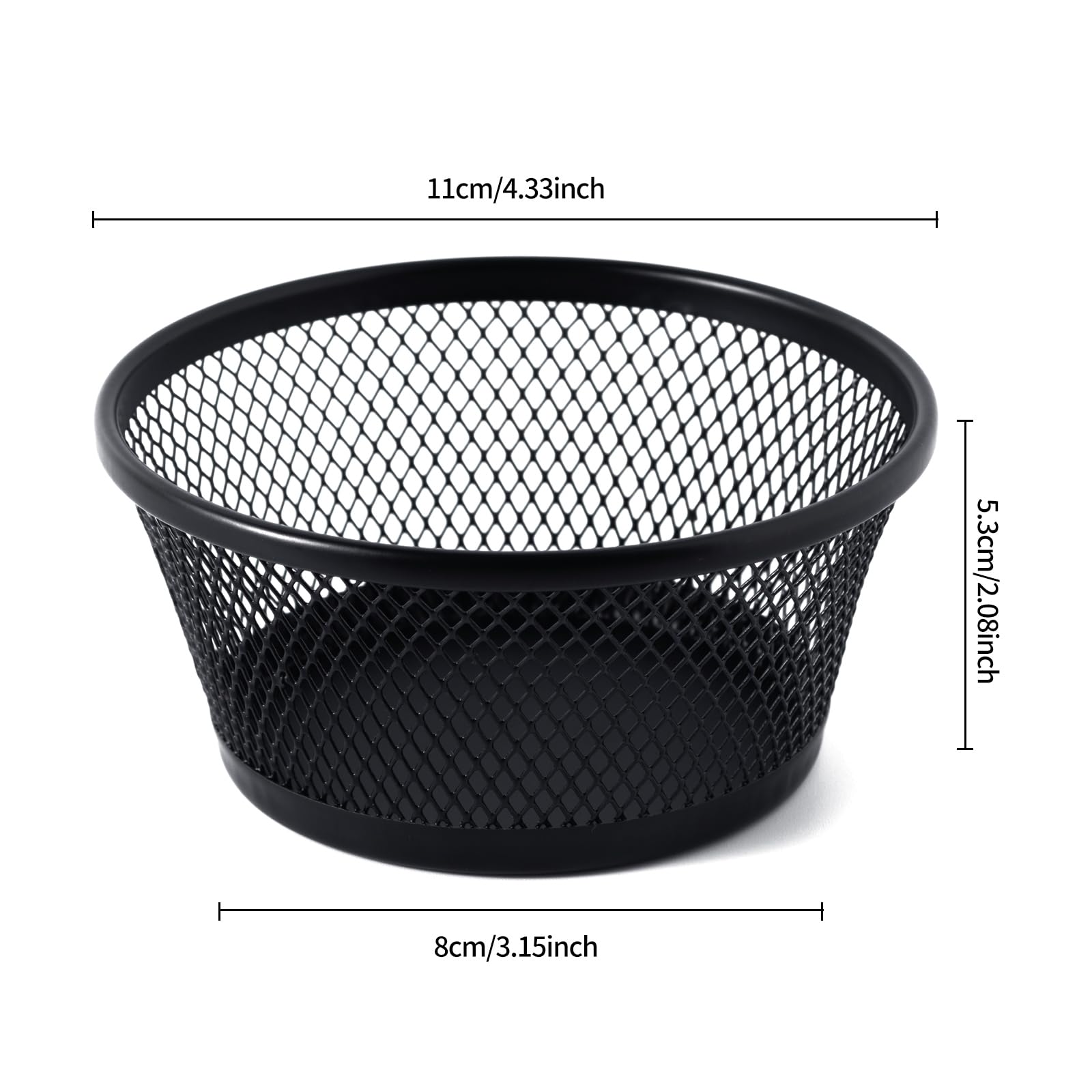 SLSON 6-Pack Black Wire Mesh Paper Clip Holder - Round Desktop Organizer for Office Supplies, Paperclips & Small Accessories | Perfect for Desk Organization & School Stationery Storage