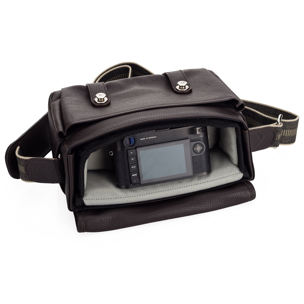 Premium Oberwerth Harry & Sally Medium Leather Camera Bag - Dark Brown for DSLR & Mirrorless Cameras | Stylish & Durable Photography Accessory for Travel & Street Photography