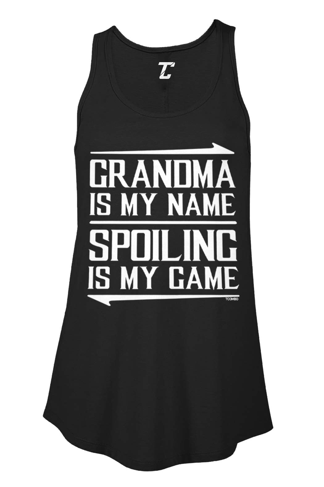 Grandma is My Name Spoiling is My Game Women's Flowy Tank Top - Comfortable Casual Summer T-Shirt for Grandmothers, Mothers & Women - Perfect for Family Gatherings, Beach Outings & Everyday Wear