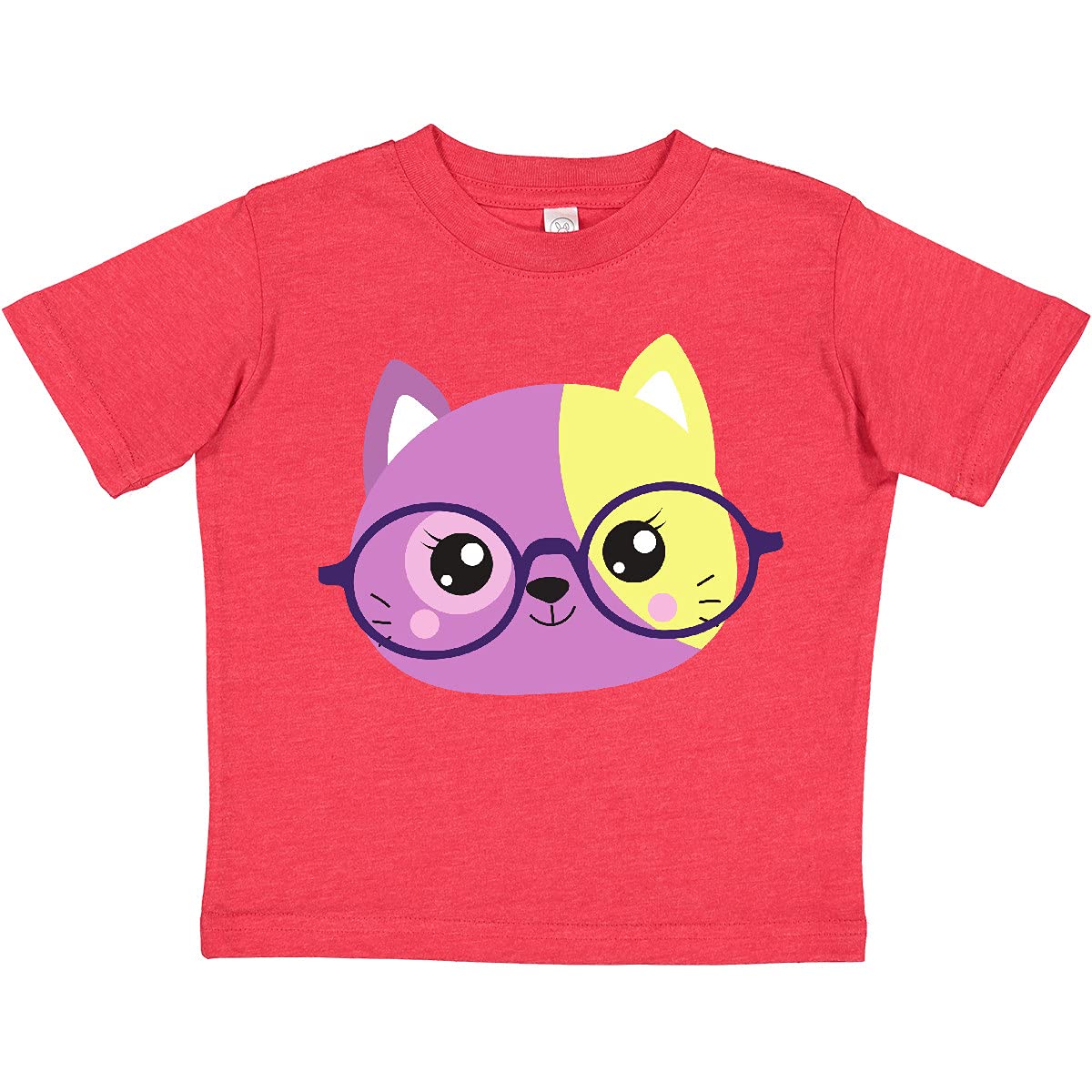 Inktastic Hipster Cat with Glasses - Cute Kitten Graphic Toddler T-Shirt for Boys & Girls | Perfect for Playdates, Daycare & Family Photos