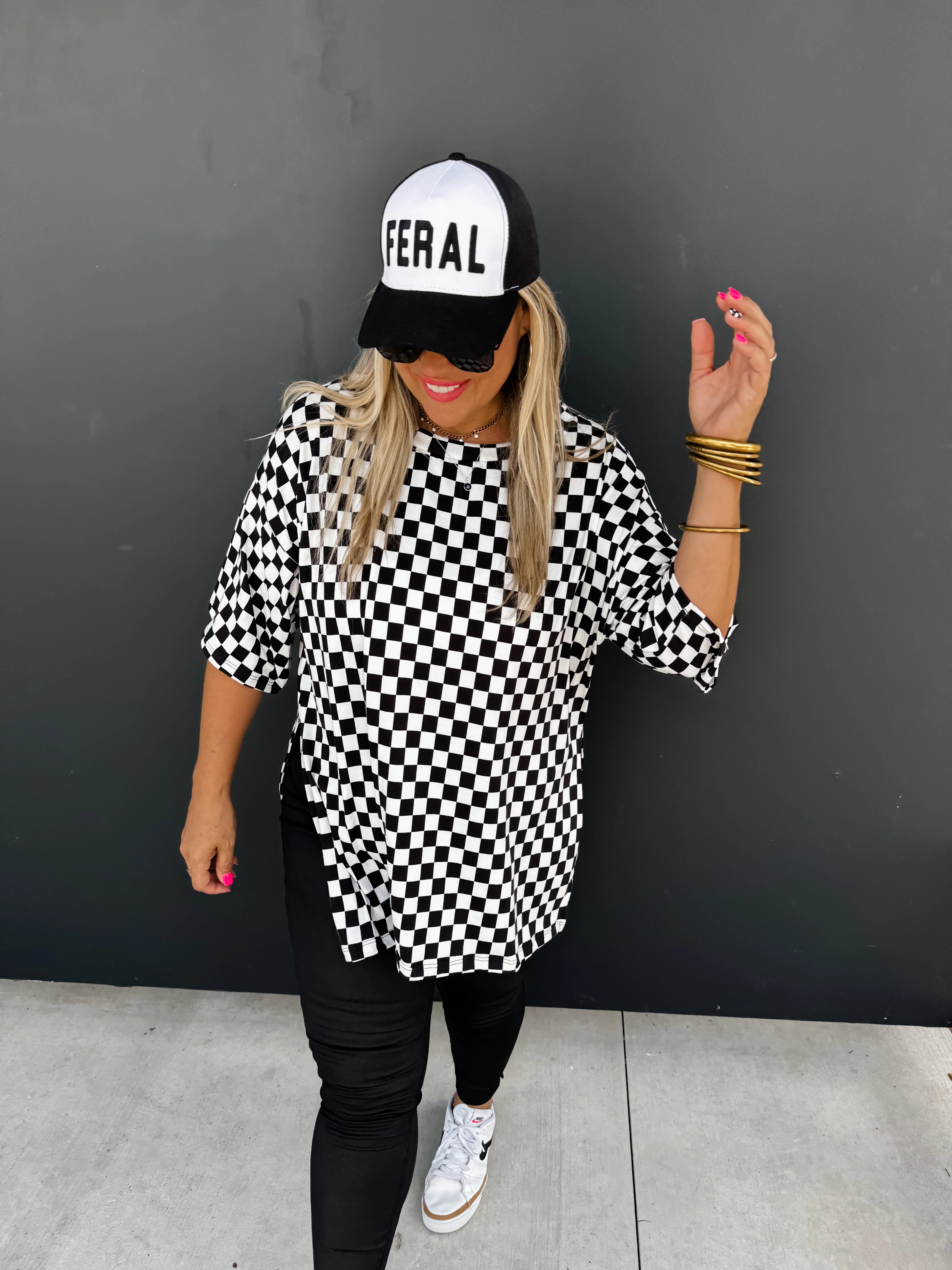 PREORDER: Stylish Check Me Out Side Slit Top for Women | Trendy Off-Shoulder Blouse | Perfect for Date Night & Party Outfits