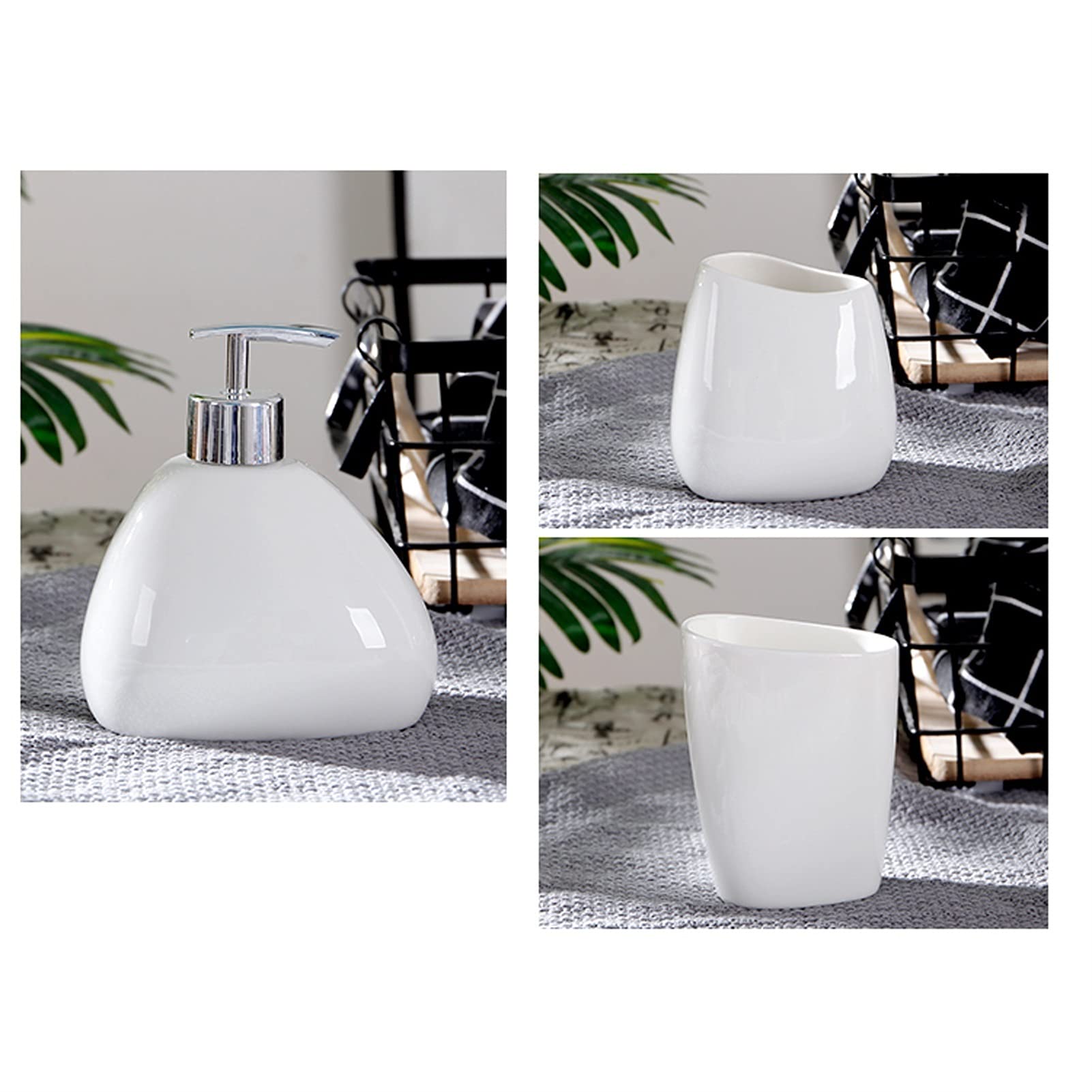 Refillable Ceramic Liquid Hand Soap Dispenser Set - 6-Piece White Bathroom Bottles for Soap, Shampoo & Lotion | Perfect for Home, Hotel & Spa Decor